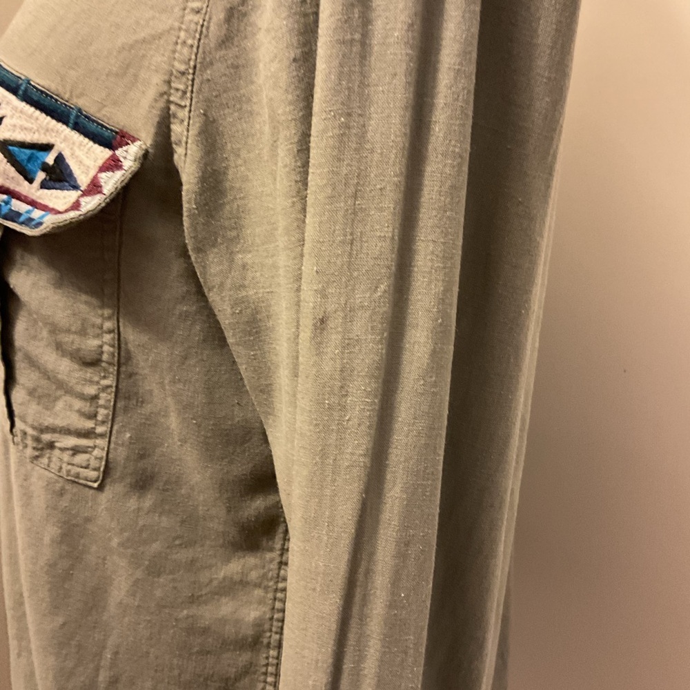 RAILS Kona Button-Front Linen Blend Embroidered Olive Green Shirt Size S Boho - Picture 7 of 8